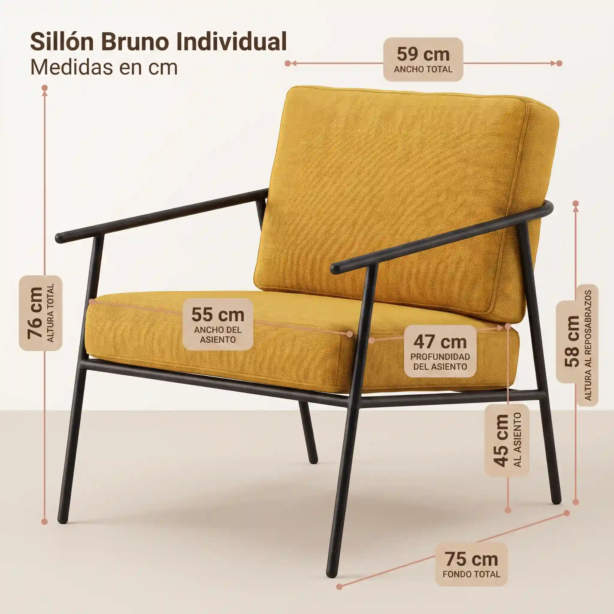 Sillón Bruno medidas