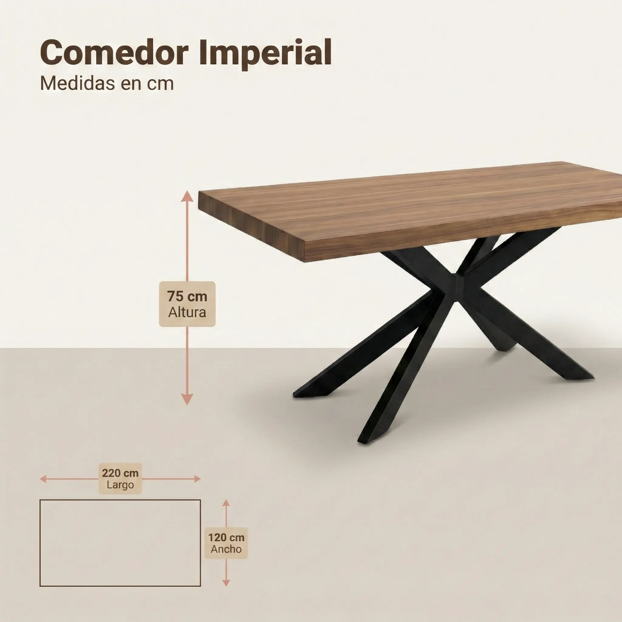 Comedor Imperial con 8 Sillas Elia medidas