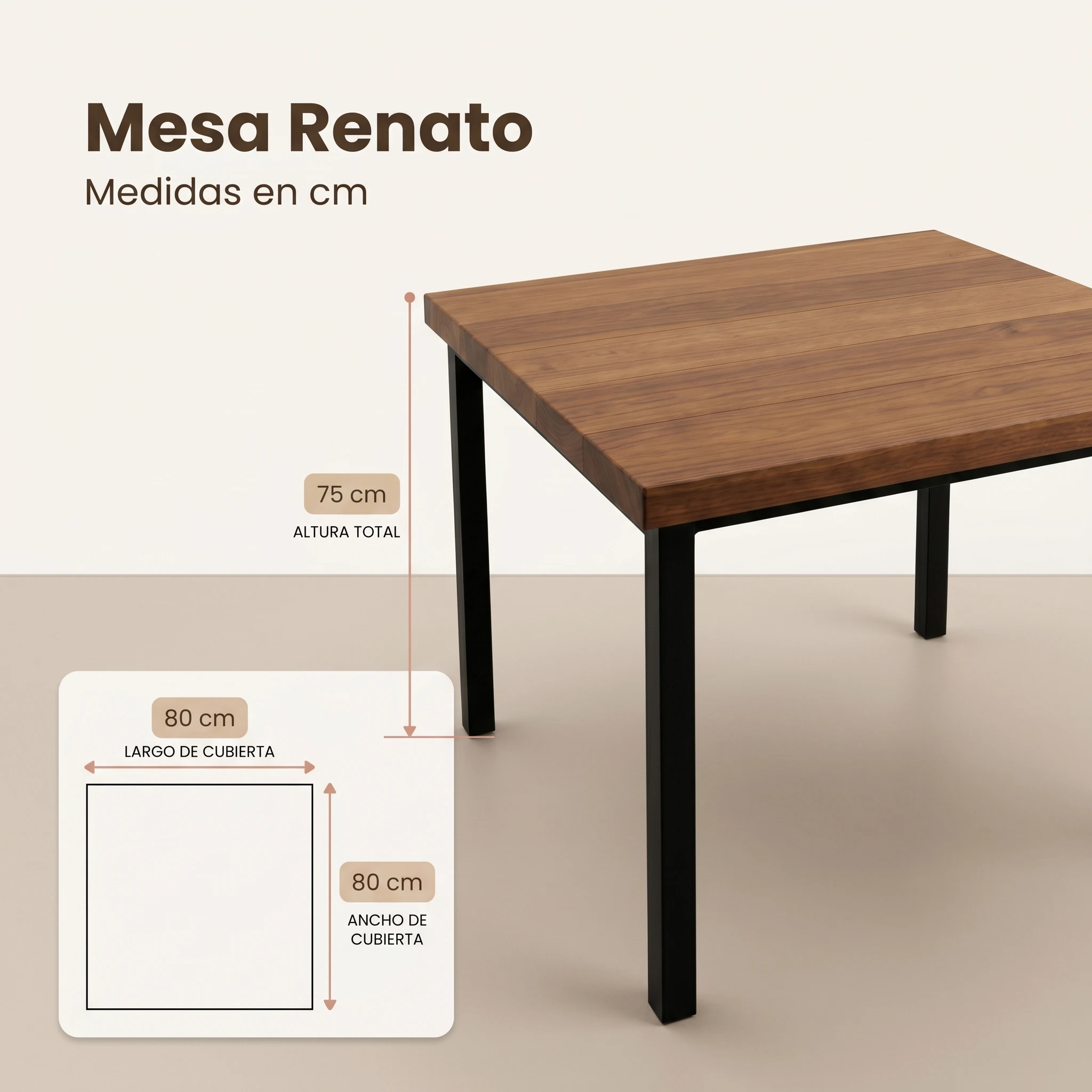 Comedor Renato con 4 Sillas Paola medidas