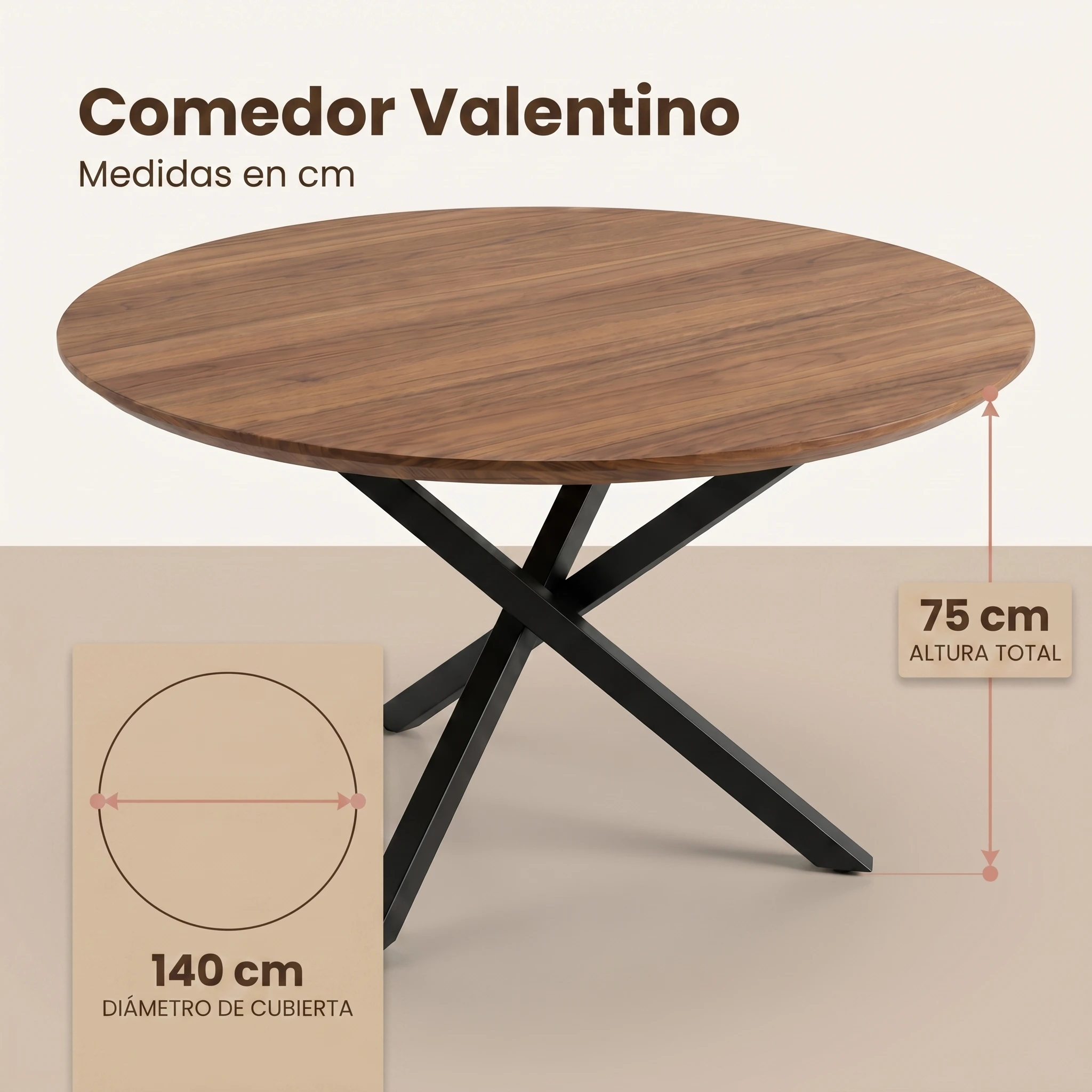 Comedor Valentino con 6 Sillas Madie medidas